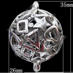 Hollow Bali Connector Zinc Alloy Jewelry Findings, 26x35mm, Sold by Bag