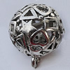 Hollow Bali Pendant Zinc Alloy Jewelry Findings, 25x30mm, Sold by Bag