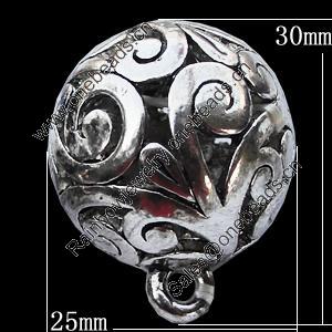 Hollow Bali Pendant Zinc Alloy Jewelry Findings, 25x30mm, Sold by Bag