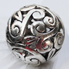 Hollow Bali Beads Zinc Alloy Jewelry Findings, 25mm, Sold by Bag