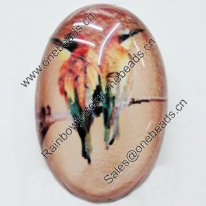 Resin Cabochons, No-Hole Jewelry findings, Oval, 30x40mm, Sold by Bag