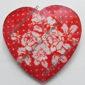 Resin Cabochons, No-Hole Jewelry findings, Faceted Heart, 16mm, Sold by Bag
