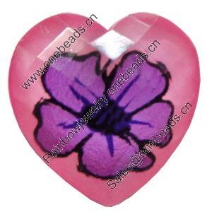 Resin Cabochons, No-Hole Jewelry findings, Faceted Heart, 12mm, Sold by Bag