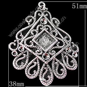 Zinc Alloy Pendant Settings, Outside diameter:38x51mm, Interior diameter:11mm, Sold by Bag