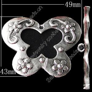 Clasps Zinc Alloy Jewelry Findings Lead-free, Loop:49x43mm Bar:53x4mm, Sold by Bag