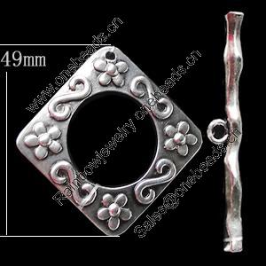 Clasps Zinc Alloy Jewelry Findings Lead-free, Loop:49mm Bar:53x4mm, Sold by Bag