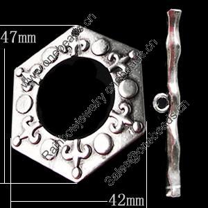 Clasps Zinc Alloy Jewelry Findings Lead-free, Loop:42x47mm Bar:53x4mm, Sold by Bag