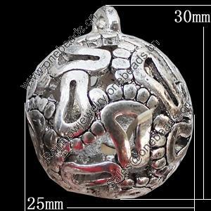 Hollow Bali Pendant Zinc Alloy Jewelry Findings, 25x30mm, Sold by Bag