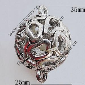 Hollow Bali Connector Zinc Alloy Jewelry Findings, 25x35mm, Sold by Bag