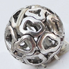 Hollow Bali Beads Zinc Alloy Jewelry Findings, 25mm, Sold by Bag