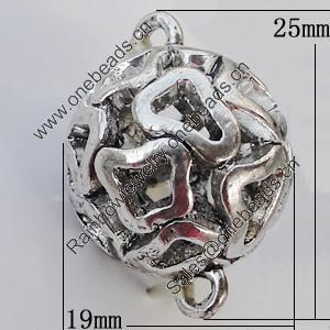 Hollow Bali Connector Zinc Alloy Jewelry Findings, 19x25mm, Sold by Bag