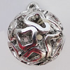 Hollow Bali Pendant Zinc Alloy Jewelry Findings, 19x23mm, Sold by Bag