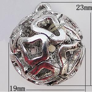 Hollow Bali Pendant Zinc Alloy Jewelry Findings, 19x23mm, Sold by Bag