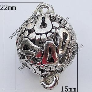 Hollow Bali Connector Zinc Alloy Jewelry Findings, 15x22mm, Sold by Bag