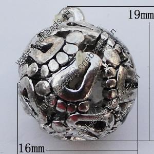 Hollow Bali Pendant Zinc Alloy Jewelry Findings, 16x19mm, Sold by Bag