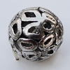 Hollow Bali Beads Zinc Alloy Jewelry Findings, 15mm, Sold by Bag