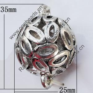 Hollow Bali Connector Zinc Alloy Jewelry Findings, 25x35mm, Sold by Bag