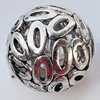 Hollow Bali Beads Zinc Alloy Jewelry Findings, 25mm, Sold by Bag