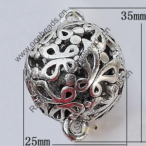 Hollow Bali Connector Zinc Alloy Jewelry Findings, 25x35mm, Sold by Bag