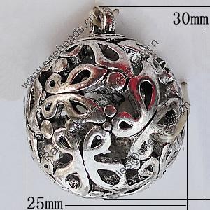 Hollow Bali Pendant Zinc Alloy Jewelry Findings, 25x30mm, Sold by Bag