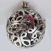 Hollow Bali Pendant Zinc Alloy Jewelry Findings, 25x30mm, Sold by Bag