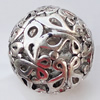 Hollow Bali Beads Zinc Alloy Jewelry Findings, 25mm, Sold by Bag