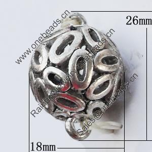 Hollow Bali Connector Zinc Alloy Jewelry Findings, 18x26mm, Sold by Bag