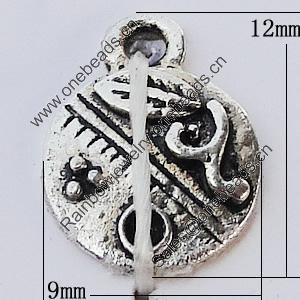 Pendants, Zinc Alloy Jewelry Findings, Flat Round 9x12mm Hole:1mm, Sold by Bag