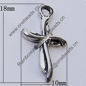 Pendants, Zinc Alloy Jewelry Findings, Cross 10x18mm Hole:2mm, Sold by Bag