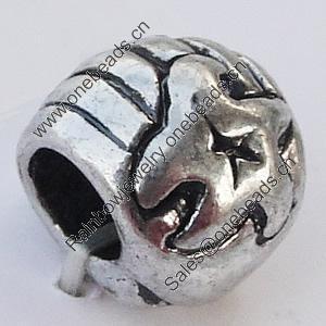 European Style Beads Zinc Alloy Jewelry Findings Lead-free, 9x10mm Hole:4.5mm, Sold by Bag