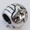 European Style Beads Zinc Alloy Jewelry Findings Lead-free, 9x10mm Hole:4.5mm, Sold by Bag