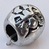 European Style Beads Zinc Alloy Jewelry Findings Lead-free, 8x9mm Hole:4.5mm, Sold by Bag