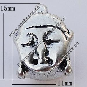 European Style Beads Zinc Alloy Jewelry Findings Lead-free, 11x15mm Hole:4.5mm, Sold by Bag
