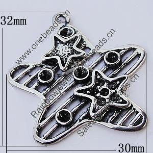 Pendants, Zinc Alloy Jewelry Findings, Star 30x32mm, Sold by Bag