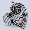 Pendants, Zinc Alloy Jewelry Findings, Heart 30x34mm, Sold by Bag