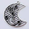 Pendants, Zinc Alloy Jewelry Findings, Moon 35x49mm, Sold by Bag