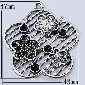 Pendants, Zinc Alloy Jewelry Findings, Flower 43x47mm, Sold by Bag