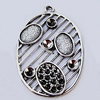 Pendants, Zinc Alloy Jewelry Findings, Flat Oval 34x50mm, Sold by Bag