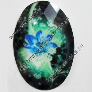 Resin Cabochons, No-Hole Jewelry findings, Faceted Oval, 18x25mm, Sold by Bag