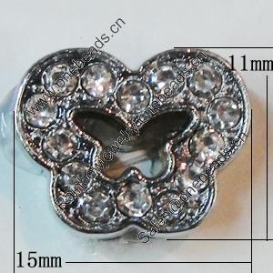 Slider, Zinc Alloy Bracelet Findinds, 15x11mm, Interior Diameter:8mm, Sold by Bag