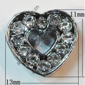 Slider, Zinc Alloy Bracelet Findinds, 13x11mm, Interior Diameter:8mm, Sold by Bag