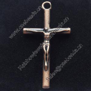 Pendant, Zinc Alloy Jewelry Findings, Cross, 20x38mm, Sold by Bag