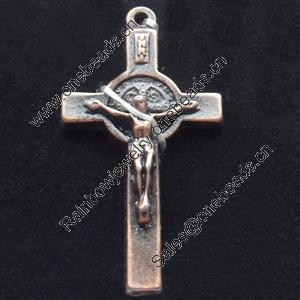 Pendant, Zinc Alloy Jewelry Findings, Cross, 20x38mm, Sold by Bag