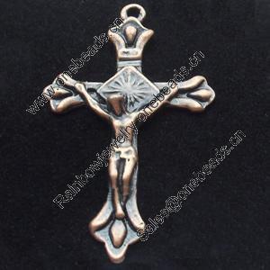 Pendant, Zinc Alloy Jewelry Findings, Cross, 24x39mm, Sold by Bag