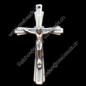 Pendant, Zinc Alloy Jewelry Findings, Cross, 25x43mm, Sold by Bag