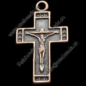 Pendant, Zinc Alloy Jewelry Findings, Cross, 19x33mm, Sold by Bag