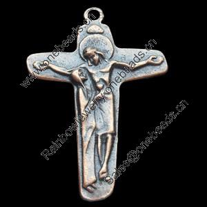 Pendant, Zinc Alloy Jewelry Findings, Cross, 27x39mm, Sold by Bag