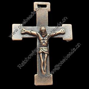 Pendant, Zinc Alloy Jewelry Findings, Cross, 30x42mm, Sold by Bag