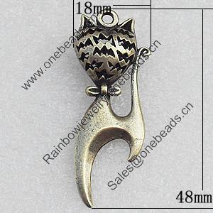 Hollow Bali Pendant Zinc Alloy Jewelry Findings, 18x48mm Hole:2.5mm, Sold by Bag