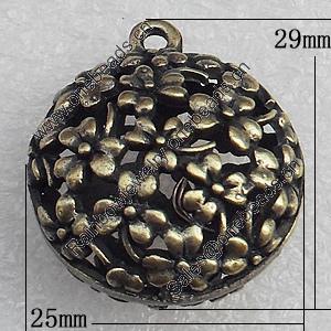 Hollow Bali Pendant Zinc Alloy Jewelry Findings, 25x29mm Hole:2.5mm, Sold by Bag